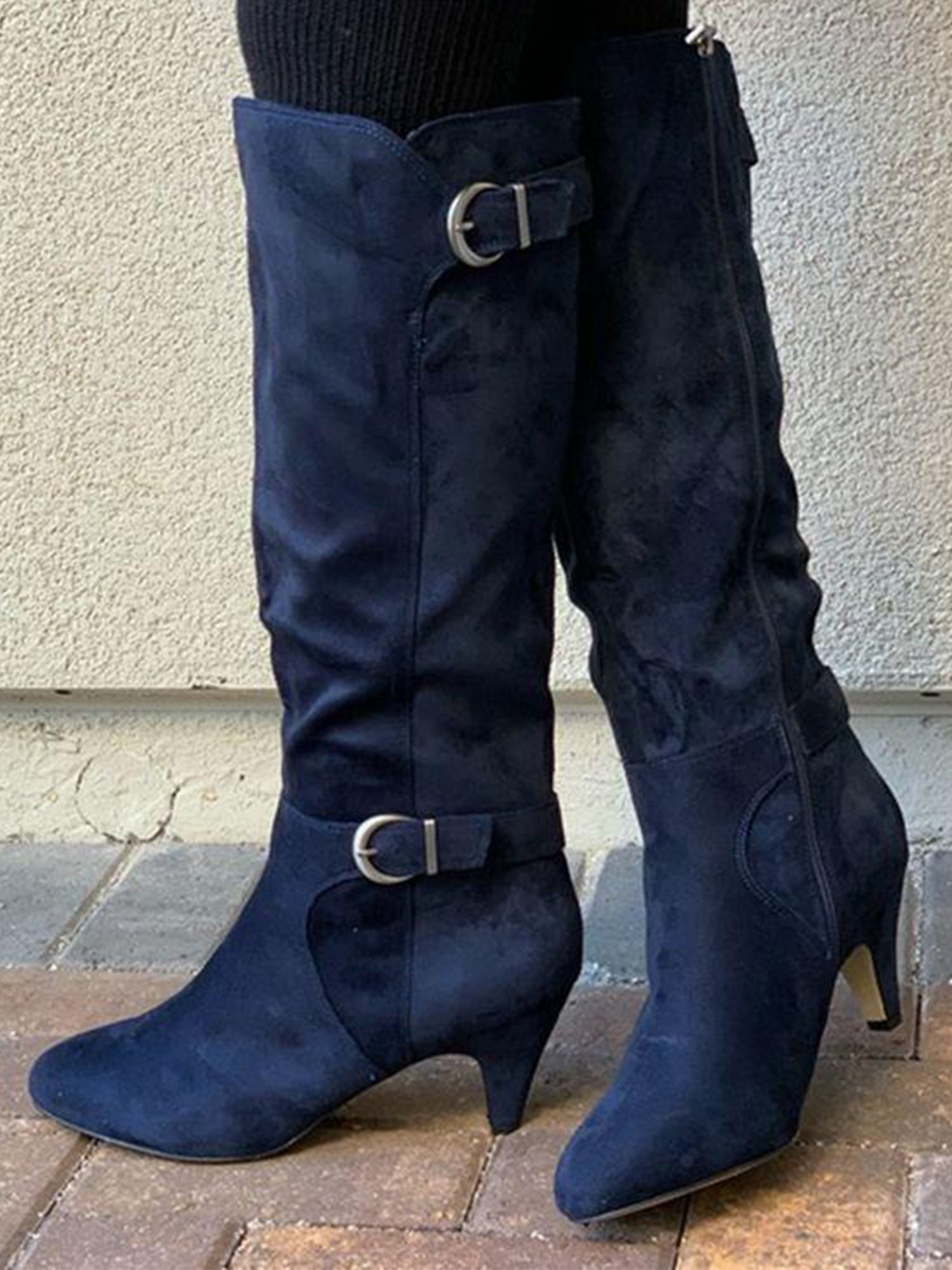 navy blue dress boots womens